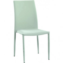 891  Steel stackable chair frame white leatherette upholstered