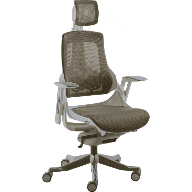 501 Wow office chair with black or white structure grey netting upholstered