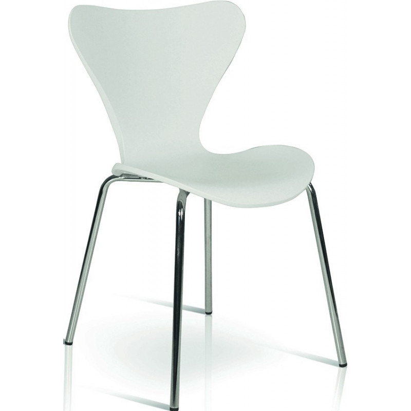 904  Chromed steel, white polypropylene chair seat