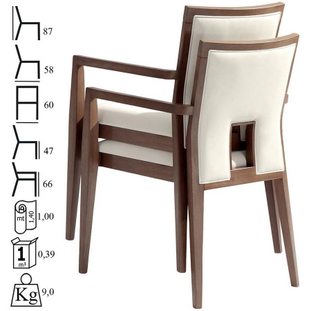 022C  Beech wood stackable armchair, finishing to choice