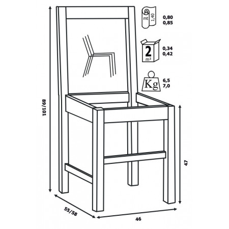 025/IH - IB  Stackable beech wood chair, high cm 101 low 89