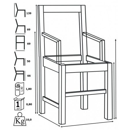 075C  Beech wood raw or finished armchair