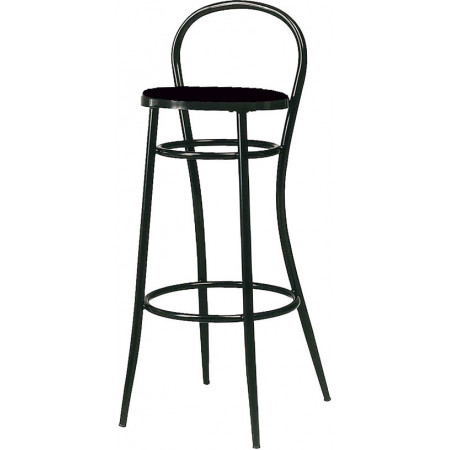 156SG  Black metal stool frame, black or red leatherette upholstered seat