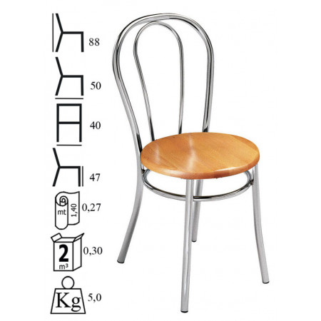 157 Chromed steel chair, wooden or upholstered seat