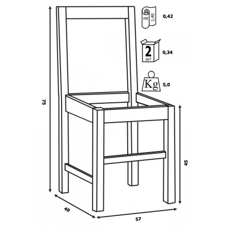 168SST Sedia in faggio grezza o finita, finiture a scelta