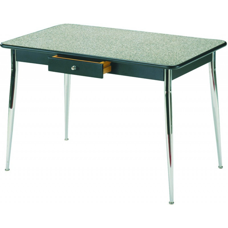 244 Chromed table legs, drawer,  natural or granite laminated top