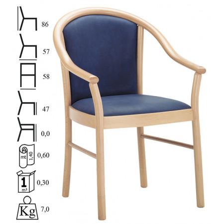 463  Poltroncina in faggio grezza o finita, finiture a scelta