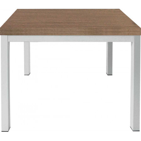 2190 Tavolo allungabile o apribile a libro con base in metallo e piano in melaminico rovere