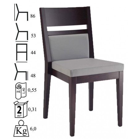 529/I  Sedia impilabile in faggio grezza o finita, finiture a scelta