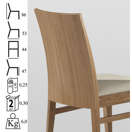 542  Sedia in faggio o rovere grezza o finita, finiture a scelta