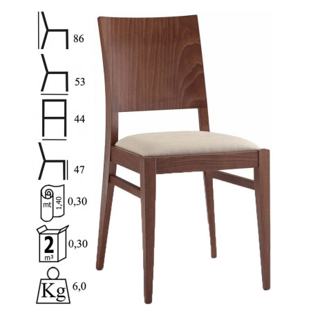 542/3Q  Sedia in faggio grezza o finita, finiture a scelta