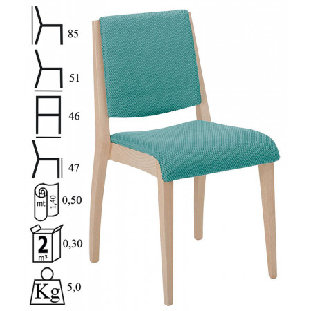 587/T  Sedia impilabile in faggio grezza o finita, finiture a scelta