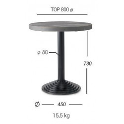258 Black cast iron table base, melamine veneered ø cm 80 top