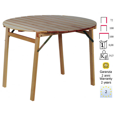 678T Tavolo chiudibile in faggio grezzo o finito, finiture naturale o noce