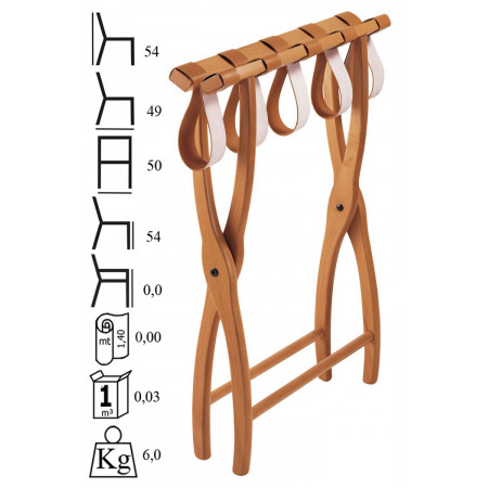 680 Set of 4 natural bech wood luggage rack leather belts