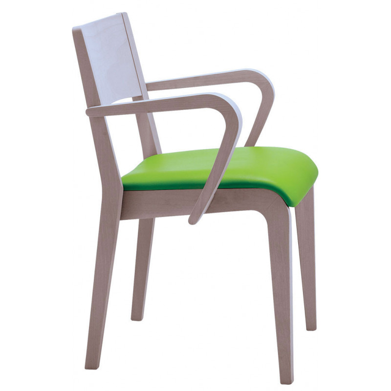 812LTC  Sedia capotavola impilabile in faggio grezza o finita, finiture a scelta