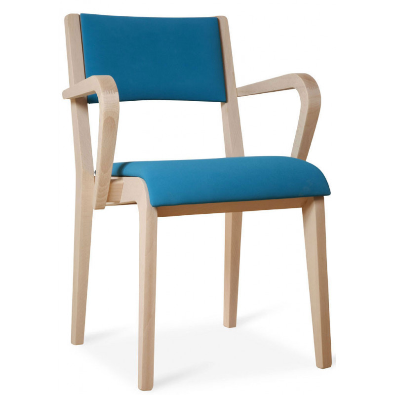 812TC  Sedia capotavola impilabile in faggio grezza o finita, finiture a scelta