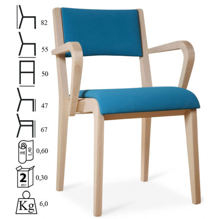 812TC  Sedia capotavola impilabile in faggio grezza o finita, finiture a scelta