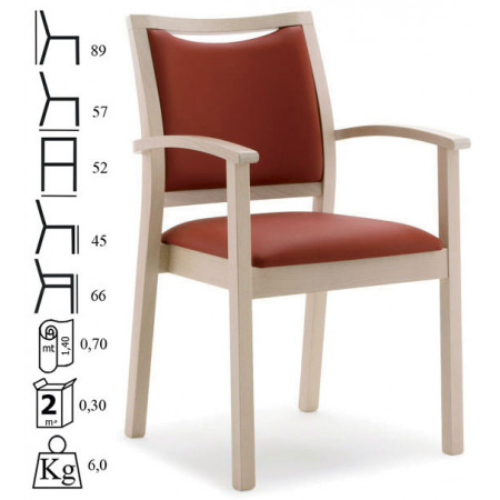 813C  Sedia capotavola impilabile in faggio grezza o finita, finiture a scelta