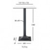 266T Black cast iron table base, melamine veneered cm 80x80 top