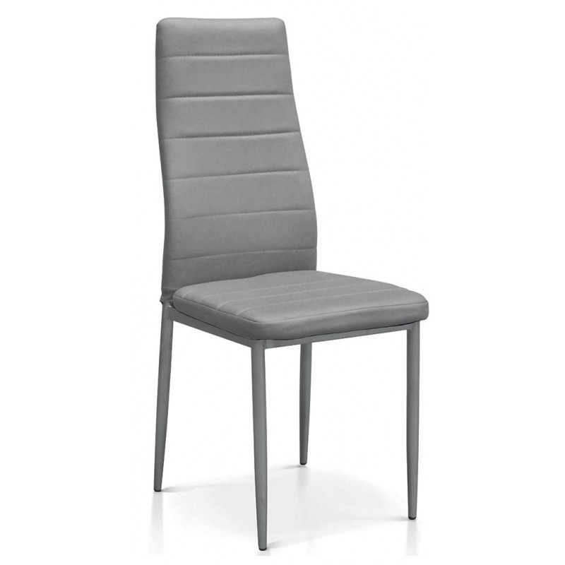 890  Sedia in acciaio tappezzata in ecopelle