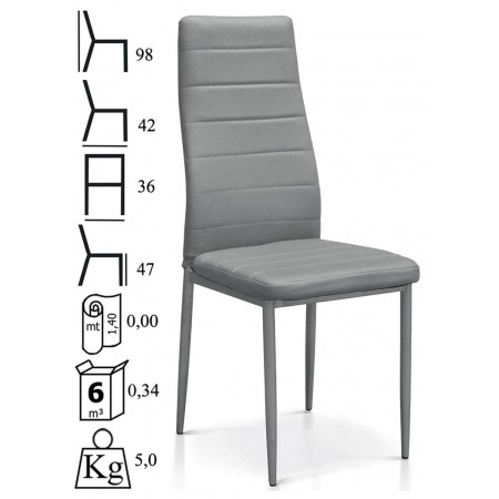 890  Sedia in acciaio tappezzata in ecopelle