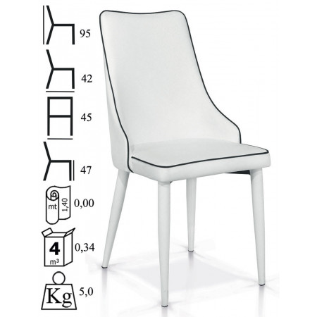 909  Sedia in metallo tappezzata ecopelle 4 colori