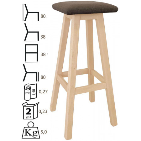 090  Sgabello H90 in faggio grezzo o finito, finiture a scelta