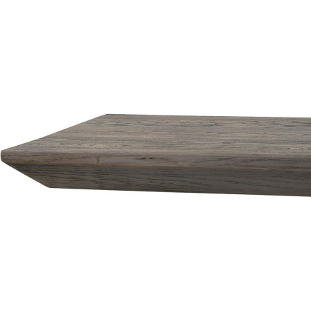 2276R Metal table base, solid lamellar knotty durmast wood top wheat finished