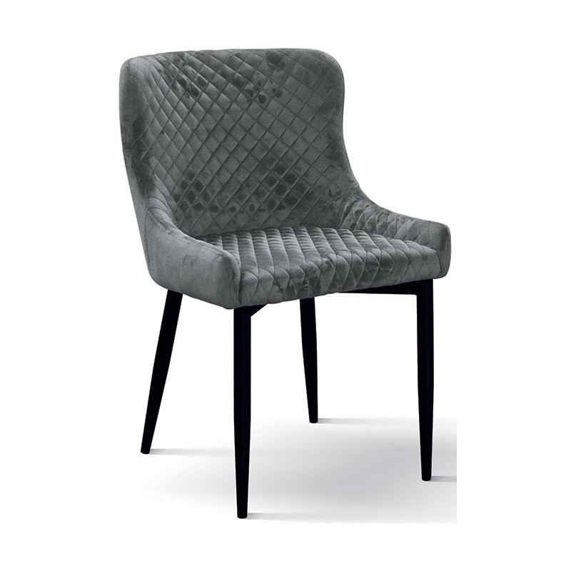 965  Sedia tappezzata in velluto grigio