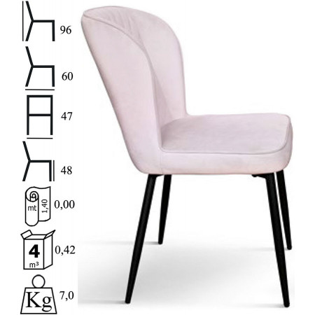 966  Sedia tappezzata in velluto 5 colori