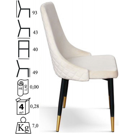 970  Sedia tappezzata in velluto 4 colori