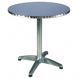 273  Aluminium weighted table base, stainless steel top flowers finished
