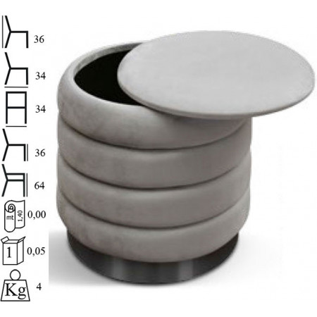 980  Pouf contenitore tappezzato con velluto 4 colori