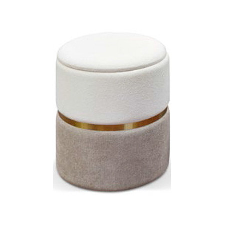 981  Pouf tappezzato con velluto bianco/grigio