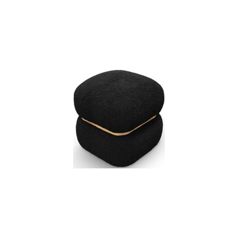 982  White or black sheep fur upholstered square pouf