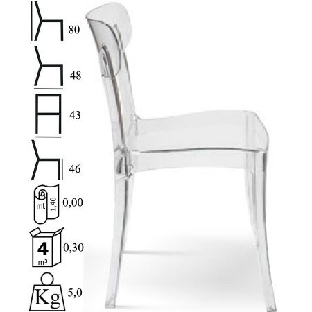 988  Sedia impilabile, struttura in polipropilene trasparente