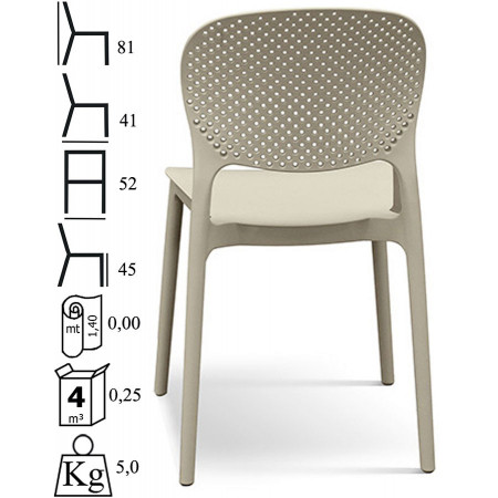 993  Sedia impilabile, struttura in polipropilene 4 colori