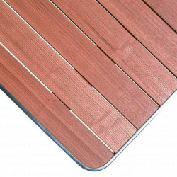 276  Weighrd aluminium table base, wooden  cm 80x80 top