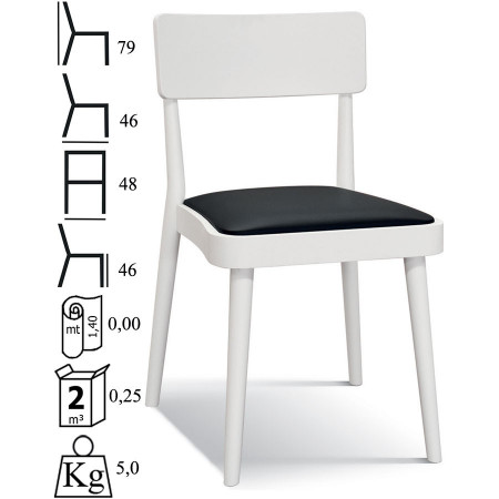 997  Sedia in legno tappezzata ecopelle, 5 finiture