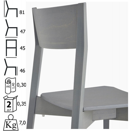 1002  Sedia impilabile in faggio grezza o finita, finiture a scelta