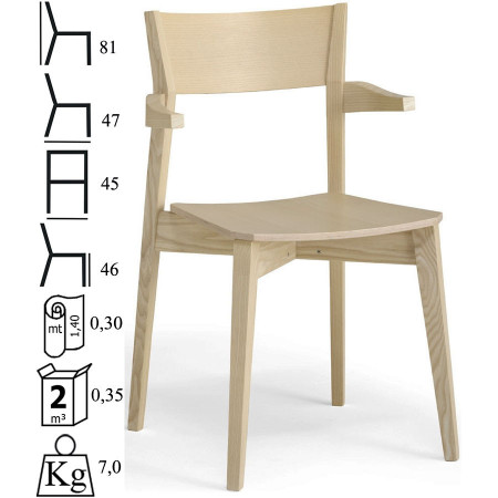 1002C  Sedia capotavola impilabile in faggio grezza o finita, finiture a scelta