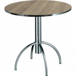 278 Table with chromed steel base,  max melamine veneered ø cm 80 top