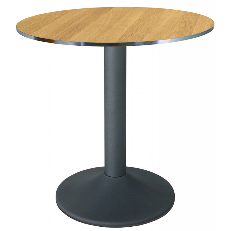 262T  Tavolo con base in ghisa-acciaio, piano in melaminico bordo ABS alluminio