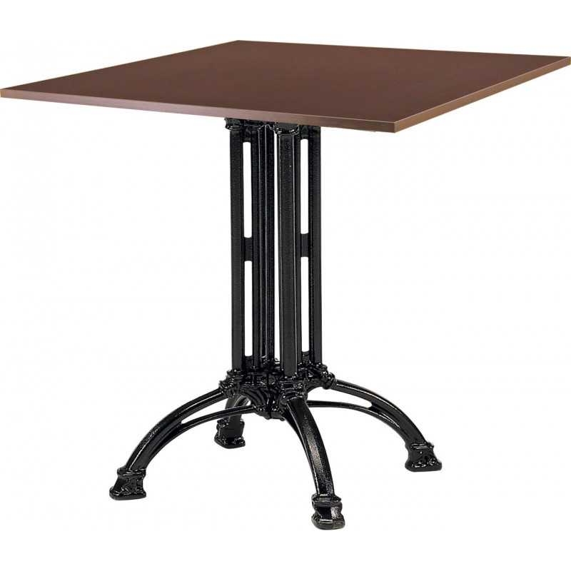 268T  Tavolo con base in ghisa, piano in nobilitato noce
