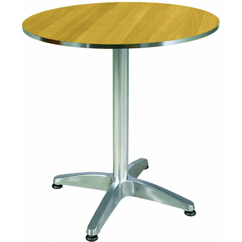 273T Tavolo con base appesantita in alluminio lucido, piano in nobilitato