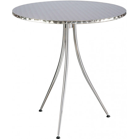 277 Chromed steel table base, melamine veneered ø cm 70 top