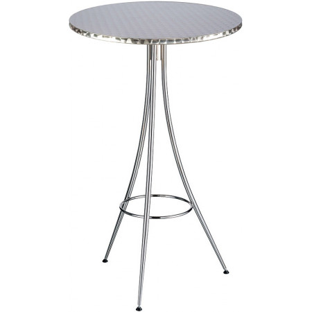 277 Chromed steel table base, melamine veneered ø cm 70 top