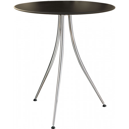 277 Chromed steel table base, melamine veneered ø cm 70 top
