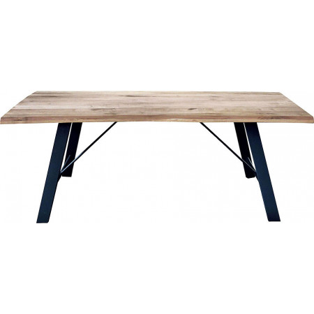 2203  Tavolo con base in metallo e piano in rovere massello